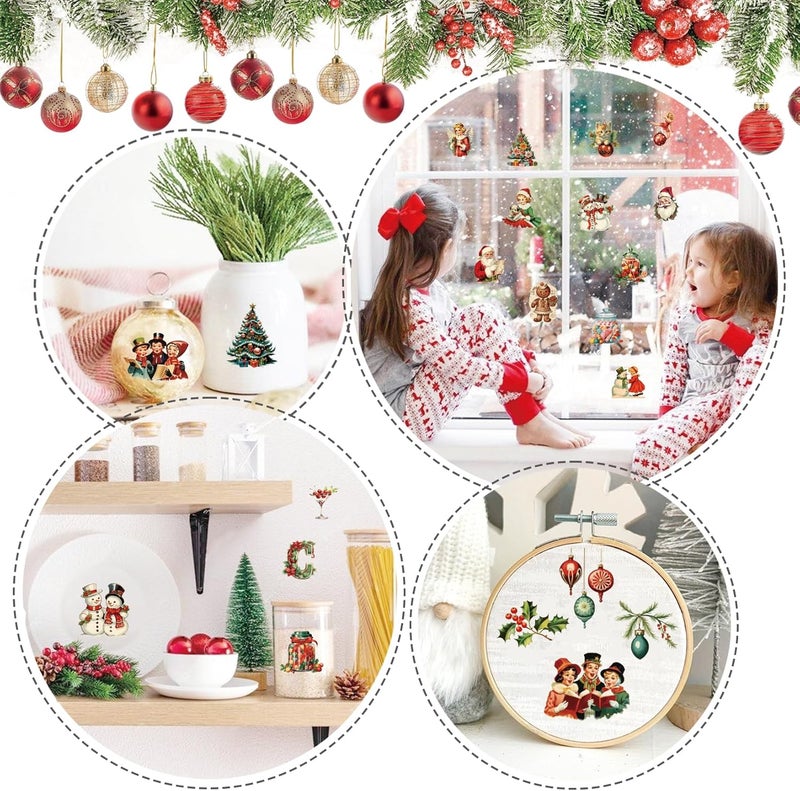 yhslmh Christmas Transfers for Crafts Rub On Stickers Vintage Christmas Decals Rub On Transfer for Wood Ornaments Crafting Glass Ball Furniture Canvas Fabric Project (Santa80) - Image 2